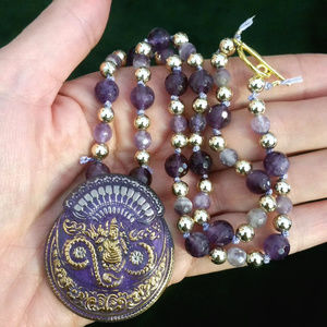 Vintage Buddha Czech Glass Necklace